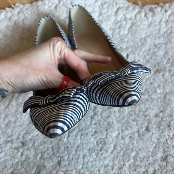 J. Crew Blue and White Heels with Bow and Pointed Toe - Picture 5 of 12